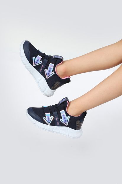 Pukka Collection Kız Çocuk Lacivert Bağcıksız Spor Ayakkabı - 1