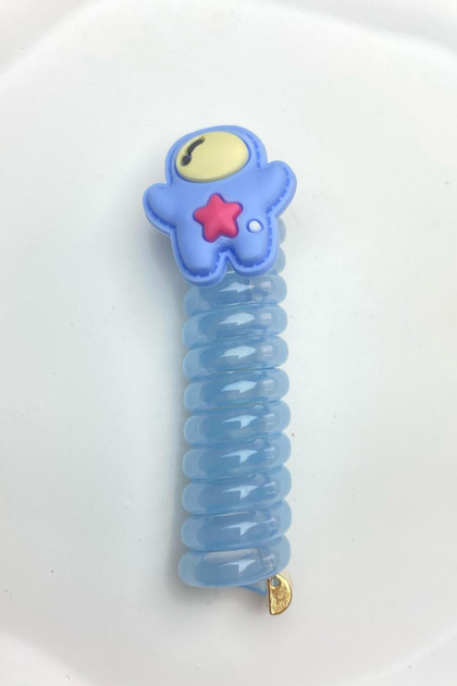 Girl's Blue Spiral Blue Astronaut Figured Spring Pasta Ponytail Buckle