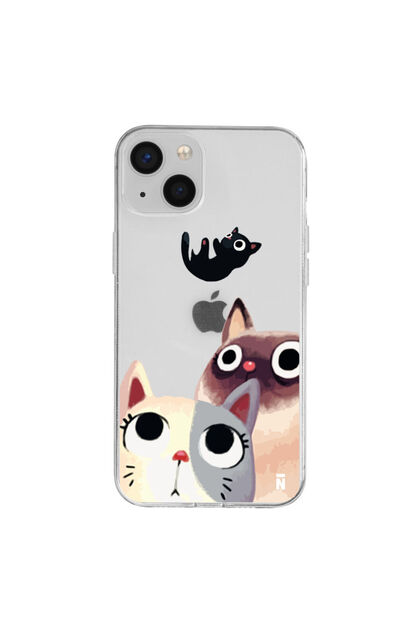 iPhone 15 Kittens Design Clear Silicone Phone Case