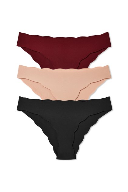 3-Piece Laser Cut Waist and Leg Wavy Slip Women's Panties