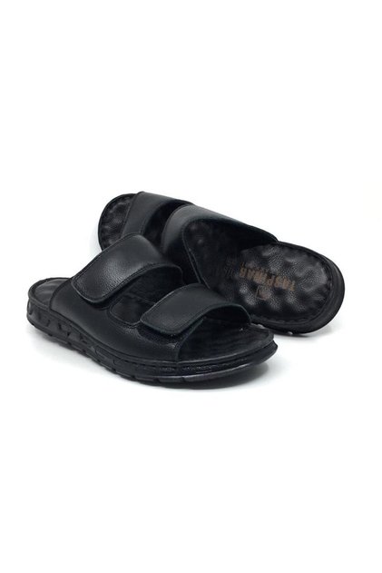 Taşpınar 204 100% Genuine Leather Orthopedic Men's Summer Comfortable Slippers with Adjustable Velcro