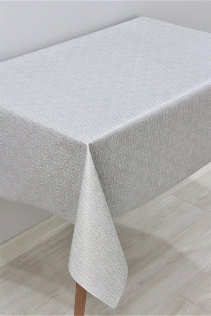 Elyaf Astarlı Silinebilir Pvc Muşamba Masa Örtüsü - Gri Keten - 141-b