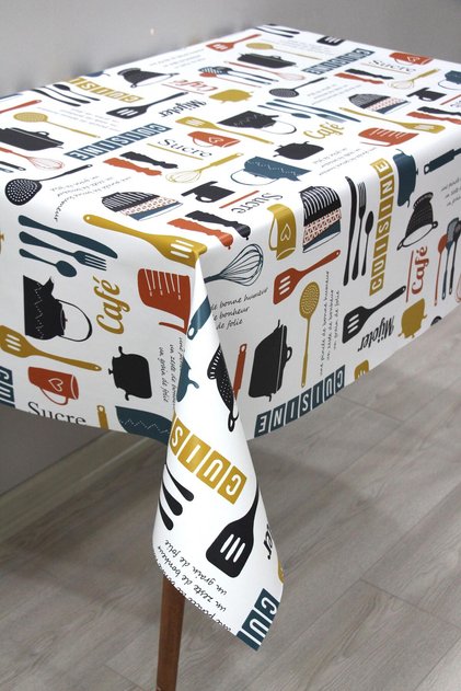Lined Erasable PVC Oilcloth Tablecloth 8276-1