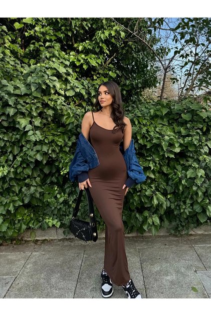 Isabelle askılı Uzun Elbise