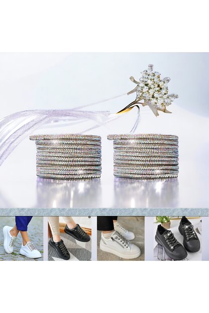Crystal Stone Shiny Stone Shoelaces 100 Cm 1 Pair Tipless Model ( Multi Color )