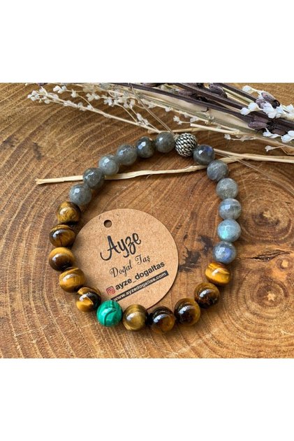 Certified Malahit,Labradorite and Turtle Eye Bracelet