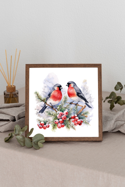 Wooden Framed Painting Set Redbird