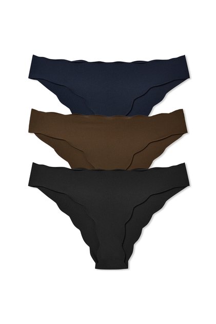 3-Piece Laser Cut Waist and Leg Wavy Slip Women's Panties