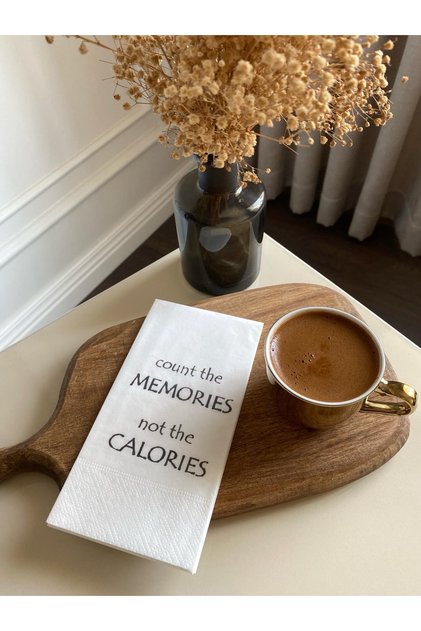 Calories Siyah Baskılı Sunum Peçetesi 16lı