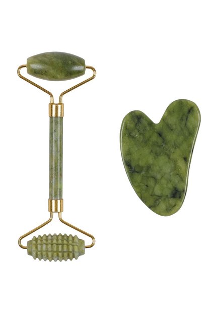 Yeşim Face Roller and Heart Gua Sha Facial Massage Stone Set