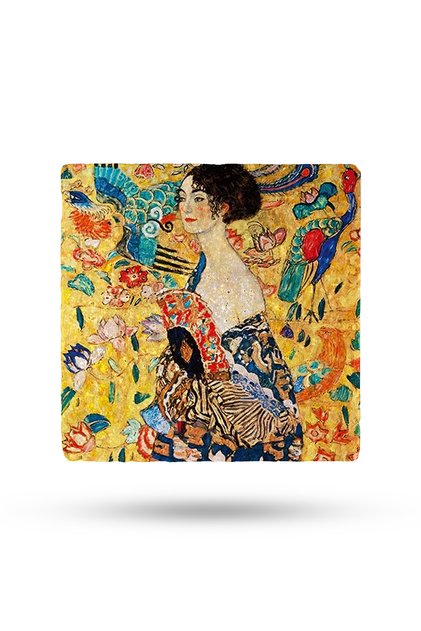 Natural Stone Trivet 15x15cm Gustav Klimt Works Printed Stone Trivet