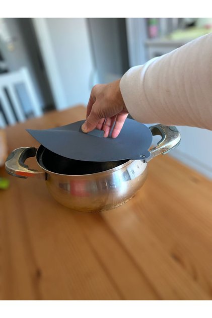 Silikon Vakum Kapak, Tencere, Tava, Saklama Kabı Kapağı Gri Çap:24 Cm