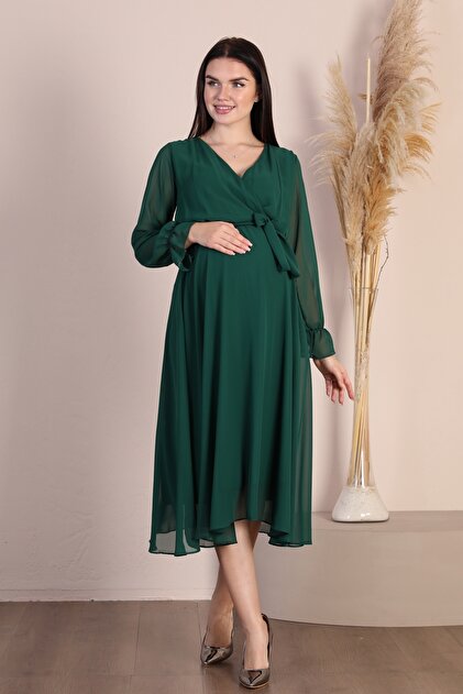emerald green dress maternity Emerald Green Maternity Dress – ANYUTA COUTURE main image 0