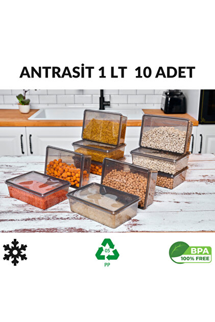 SUPERPUP SAKLAMA DONDURUCU ERZAK MİKRODALGA GIDA UYGUN ANTRASİT 10