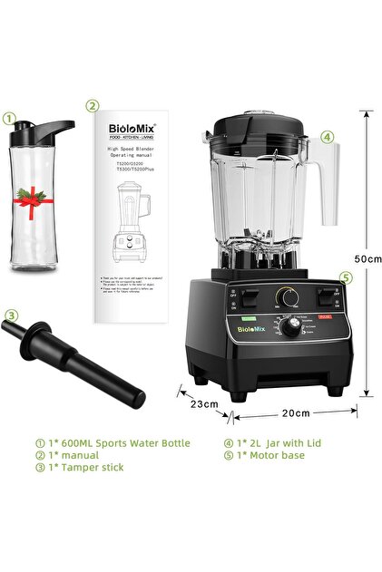 BioloMix 2200W Gücünde Profesyonel Blender Smoothie Mikseri 2L BPA