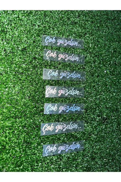 Hologram Çok Güzelsin Güneşlik Ayna Yazısı Araba-motosiklet Cam Etiket Sticker 7,2x1,8cm 1 Adet