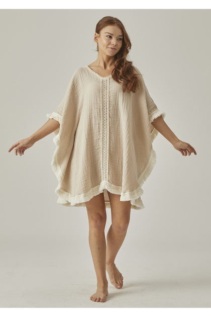 Muslin 100% Cotton Pareo Beige Dress
