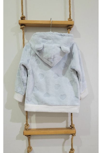 Soft Hooded Plush Welsoft Baby Girl-Boy Jacket - Cardigan 2-4 Years / with Hearts