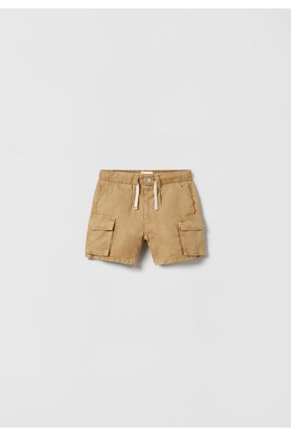 New Season Linen Blend Fabric Cargo Bermuda Shorts