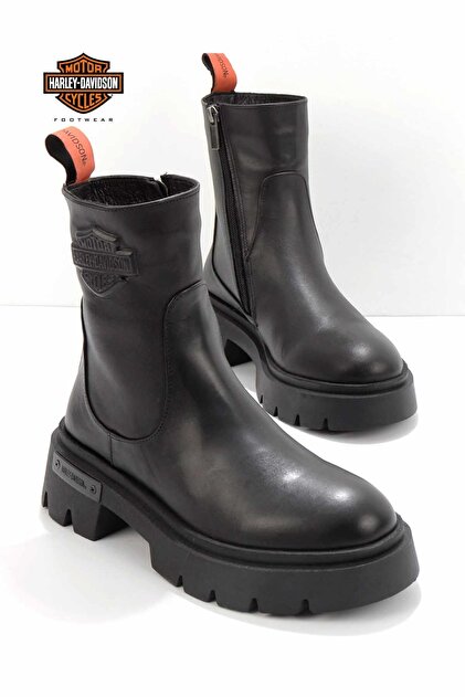 Harley Davidson Siyah Leather Kadın Bot & Bootie HD0777263243