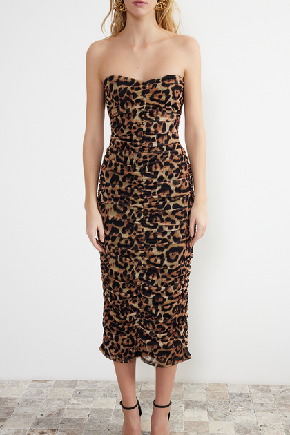 slim fit dress slacks Lady Black Tie - 42370 - Ava Presley - Leopard Print Ball Gown main image 0