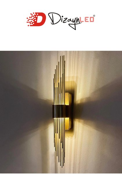 Duvar Aplikleri, Duvar Aplik Aydınlatma Altın - Gold Led Duvar Lambası
