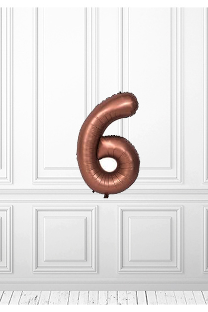 Brown Numeral Foil Balloon - Retro Numeral Foil Balloon 6 Numeral Foil Balloon