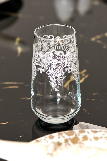 Luxury Lava Laser Lace Pattern Soft Drink Water Cup Set 6 Pieces Tableware Table Drink Set Dowry Box
