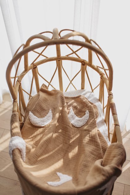 4 Layer Muslin Teddy Moon Blanket