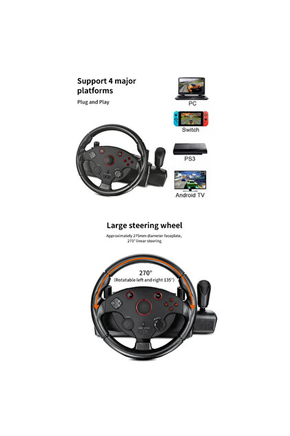Ozmik T6 Racing Whell Ps4 Xbox Switch Pc Uyumlu Direksiyon Seti