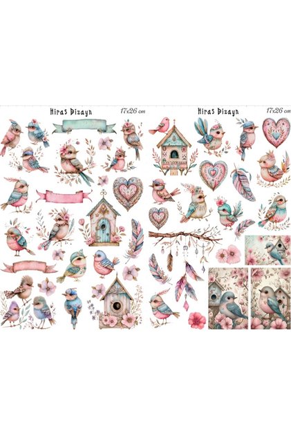 Bird Themed Sticker Label Cute Birds Nests Decal 17x25 cm 2 Sheets Large Size