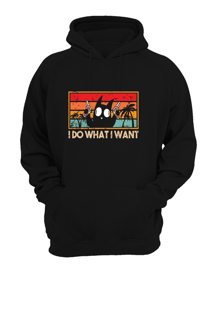 Crazy Cat Printed, 3 threadsShardoned, Fleece Inside, Thick, (600 gr.)Sweatshirt