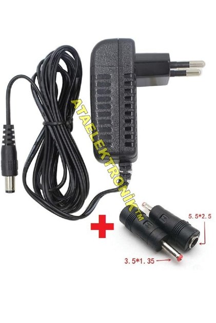 12 volt 2 amper ADAPTÖR ŞARJ CİHAZI 12V 2A + EXTRA JAKLI (3.5mm 1.35mm)