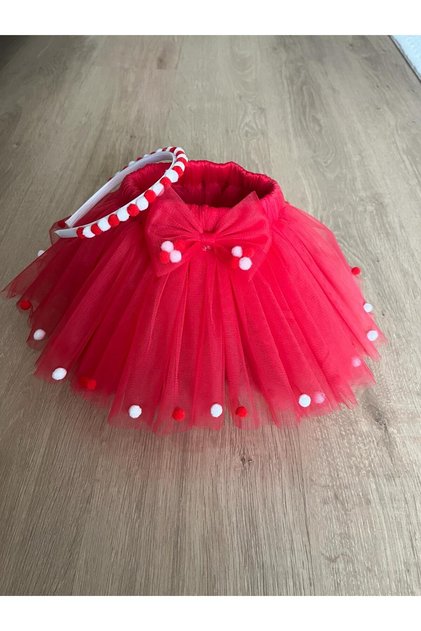 23 April 29 October Special Concept Red Color Tutu Skirt and Buckle Set