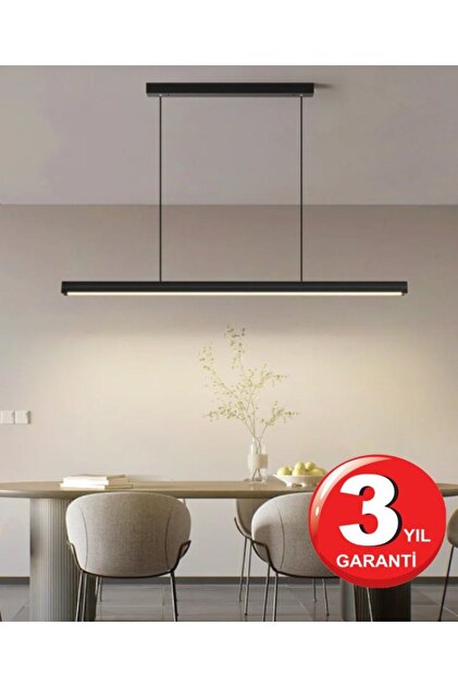 Lineer 60cm Siyah Kasa Sıcakbeyaz Işık4000k Ledli Sarkıt Modern Led Avize, Salon, Mutfak, Masa Üstü