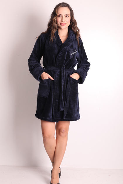 Women's Hooded Embroidered 100% Bamboo Short Dressing Gown