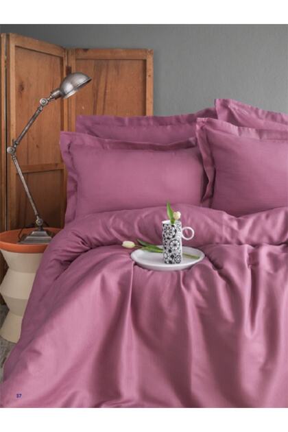 Ellie Violet Double 100% Bamboo Cotton Satin Duvet Cover Set