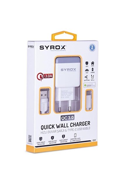Syrox Type-c Hızlı Usb Kablolu Duvar Şarjı Q32 - 2