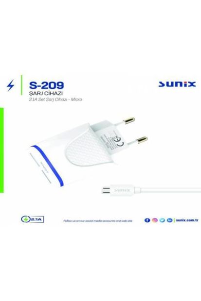 Sunix S-209 Çift Girişli Usb Micro 2.1a Hızlı Şarj Aleti Adaptör Şarj Kablosu - 1