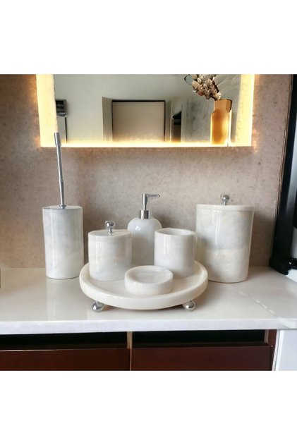 7 White Marble Opium Bathroom Set