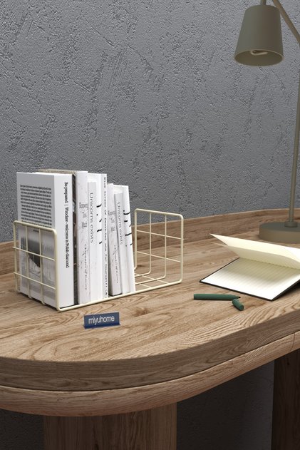 Masa Üstü Kitaplık Metal Kitaplık Çalışma Masası Düzenleyici Ofis Organizer Kitap Düzenleyici Bej