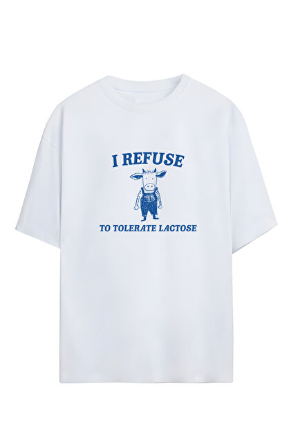 Adrift I Refuse To Tolerate Lactose Tasarımlı Unisex Oversize T
