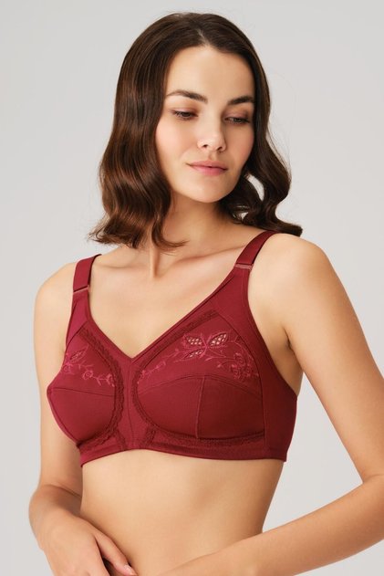 Women's No Underwire, No Support, No Padding, Gathering Embroidered Reducing Bra (3776)