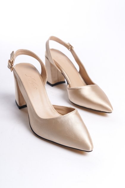 Olsen Women's Pointed Toe Open Back Banded Thick Heeled Stiletto Daily Evening Dress Shoes