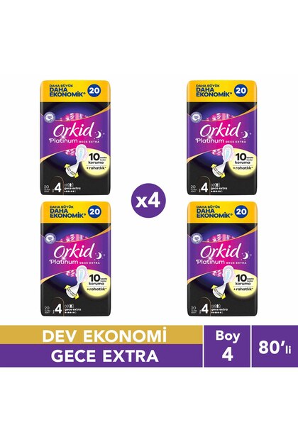 Platinum Night Extra (Size 4) 20 Pieces Hygienic Pads 4 Pieces