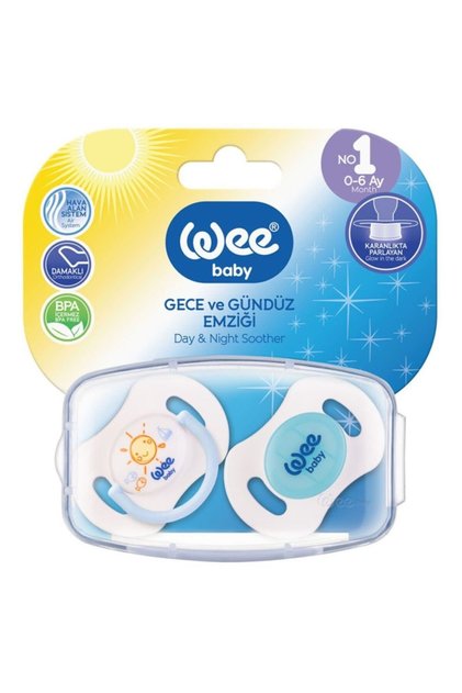 6-18 Months Blue 2-Piece Night/Day Palate Pacifier