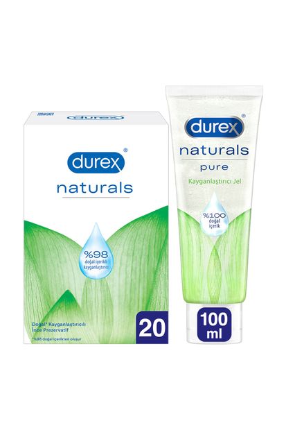 Durex Naturals Prezervatif Ekonomik Paket 20'lı + Naturals Pure Kayganlaştırıcı Jel 100ml - 1