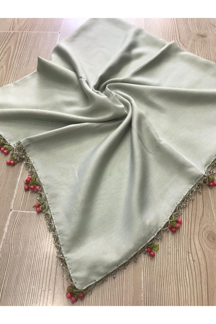 Water Green Hand Embroidered Cherry Embroidered Beaded Writings