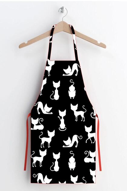 Black Cat Pattern Stain-Repellent Fabric Kitchen Apron