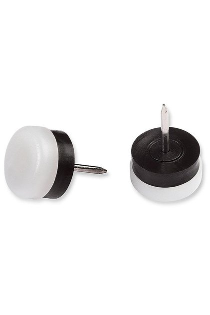 Masa Sandalye Altı Çivili Plastik Kayak Beyaz 18mm 8 Adet
